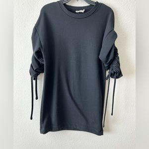 Lush Xs Cozy Drawstring Sleeves  Sweatshirt Dress Black Warm, SOFT Plush Lining